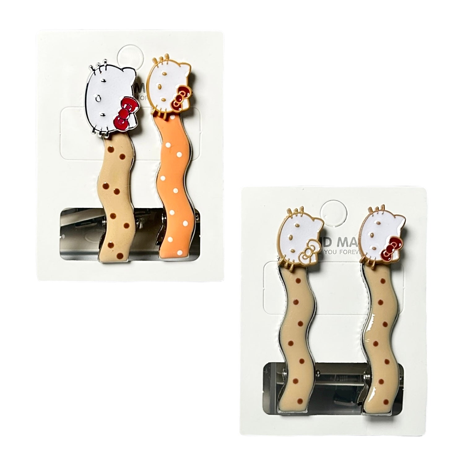 CARTON X2 PINZAS PEQUE HELLO KITTY HAND MADE I LOVE YOU FOREVER