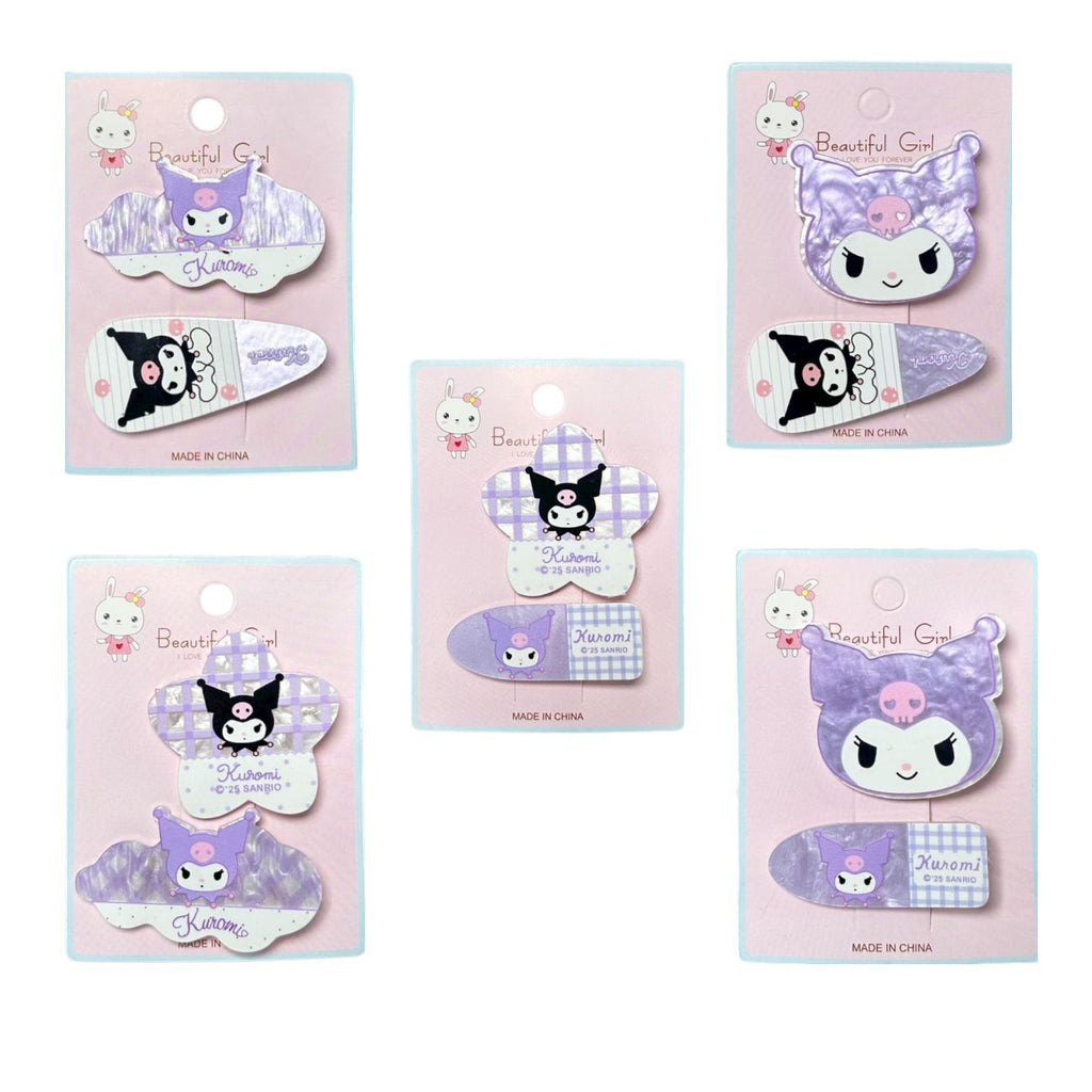CARTON PINZA  GRANDE Y MOÑITAS STITCH/ DUO KUROMI/ HELLO KITTY CUCHARITA BEAUTIFUL GIRL