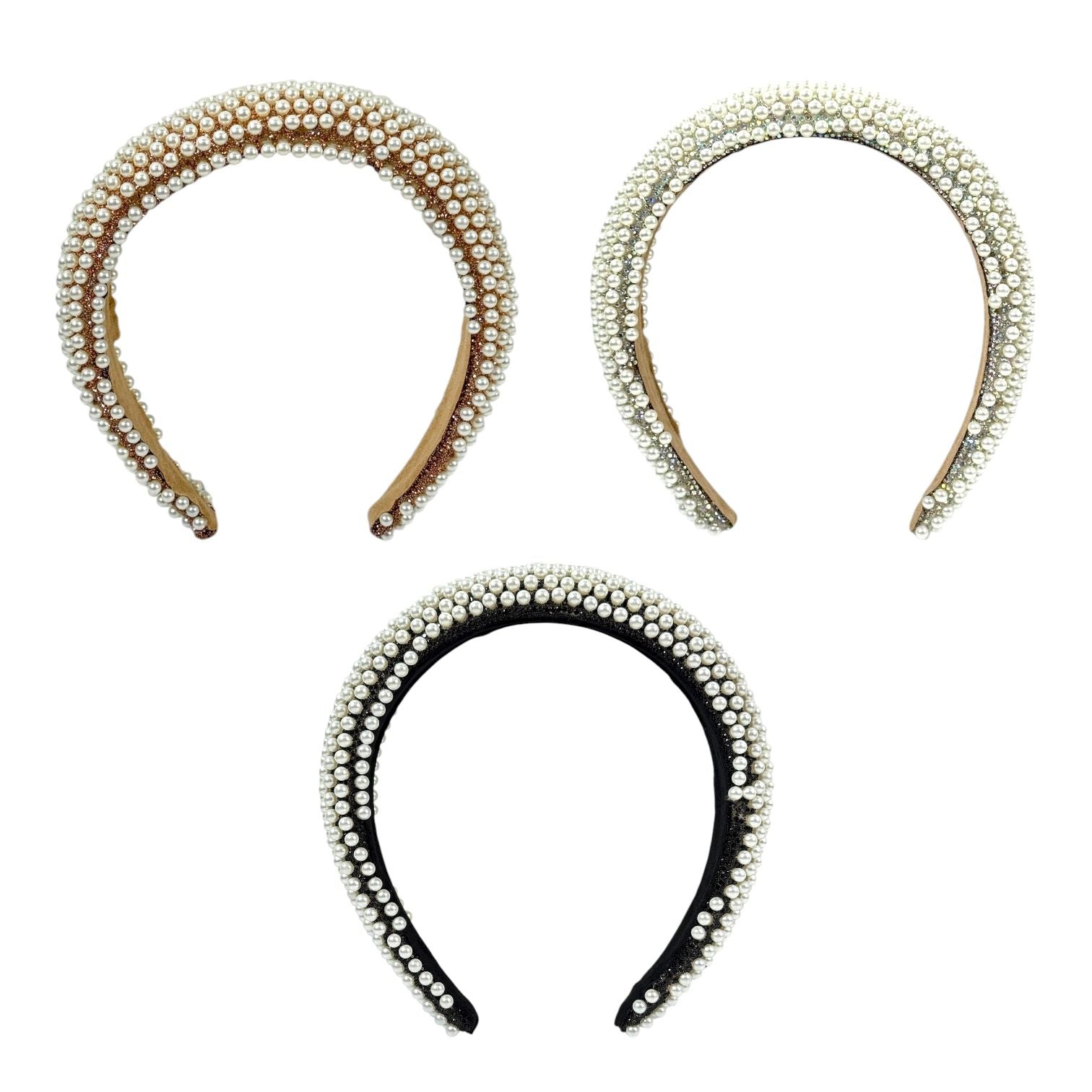 DIADEMA SUPER GRUESA ACOLCHADA CON PERLAS