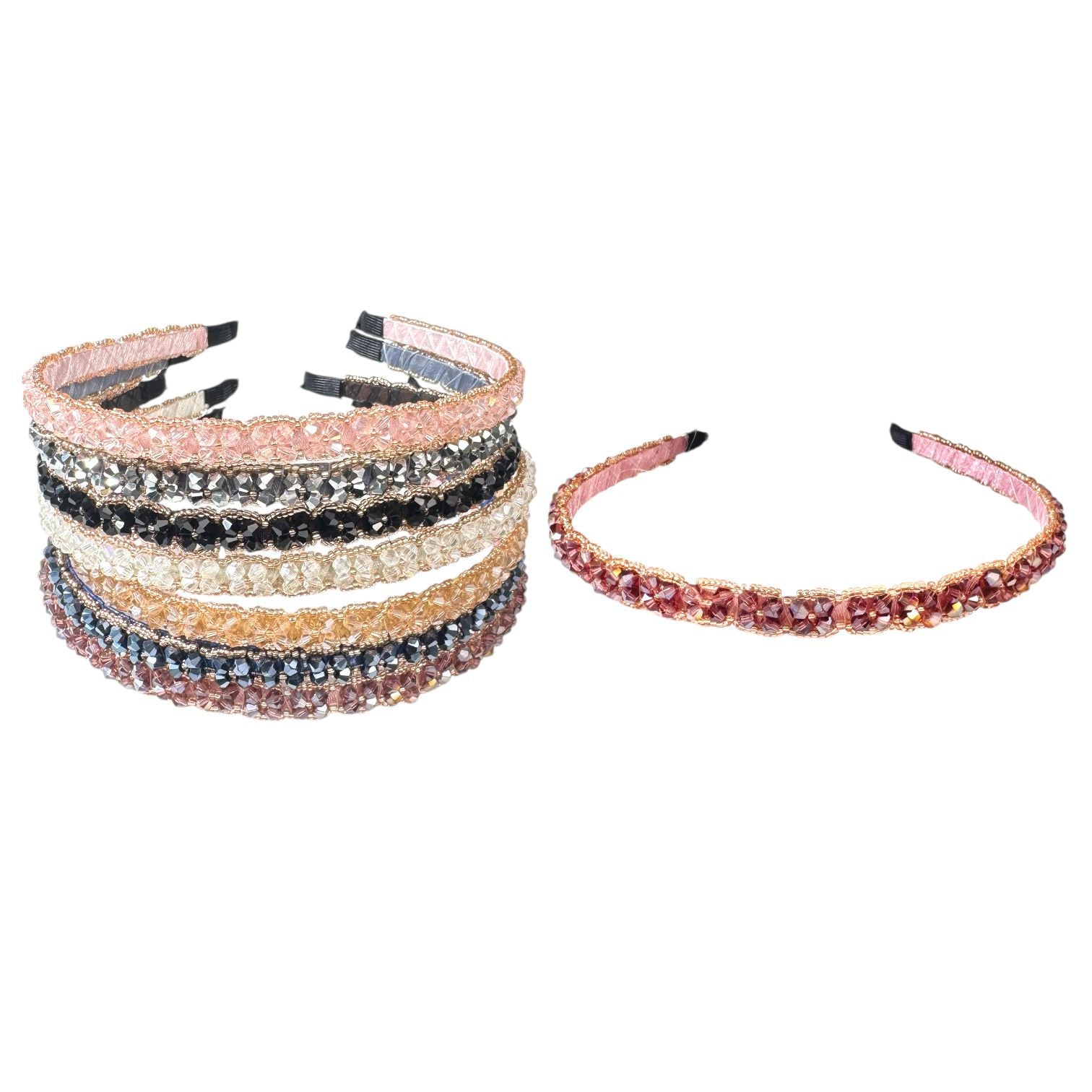 DIADEMA DELGADA CON MURANO Y PEPITAS DORADAS