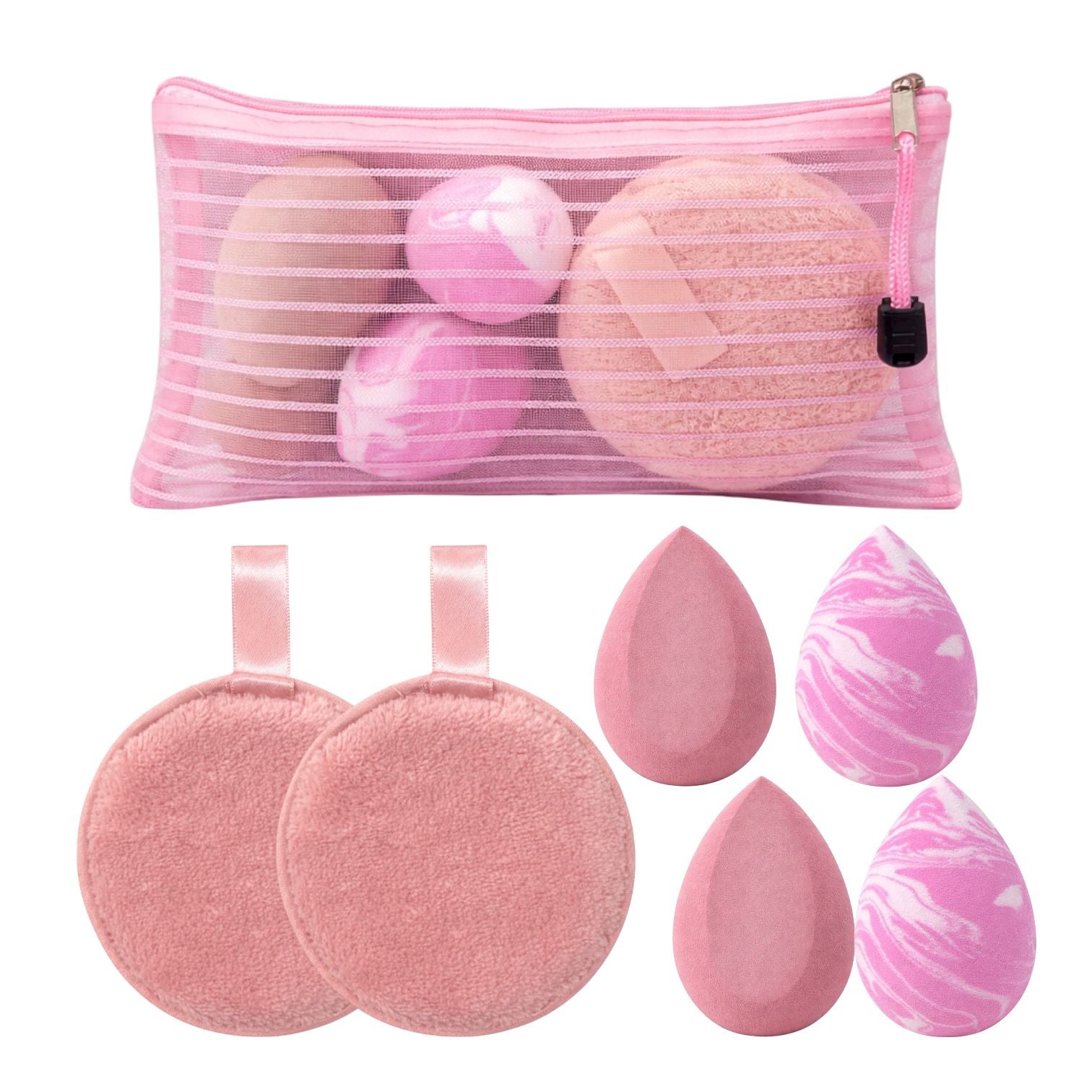 COSMETIQUERA CON BEAUTY BLENDER Y TOALLITAS