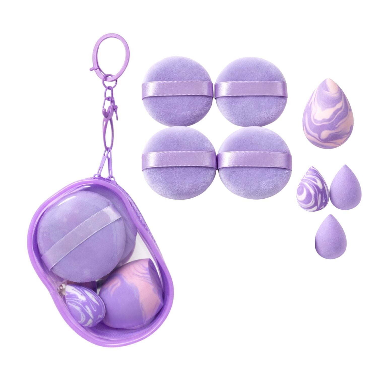 CARTUCHERA CON BORLAS Y BEAUTY BLENDER