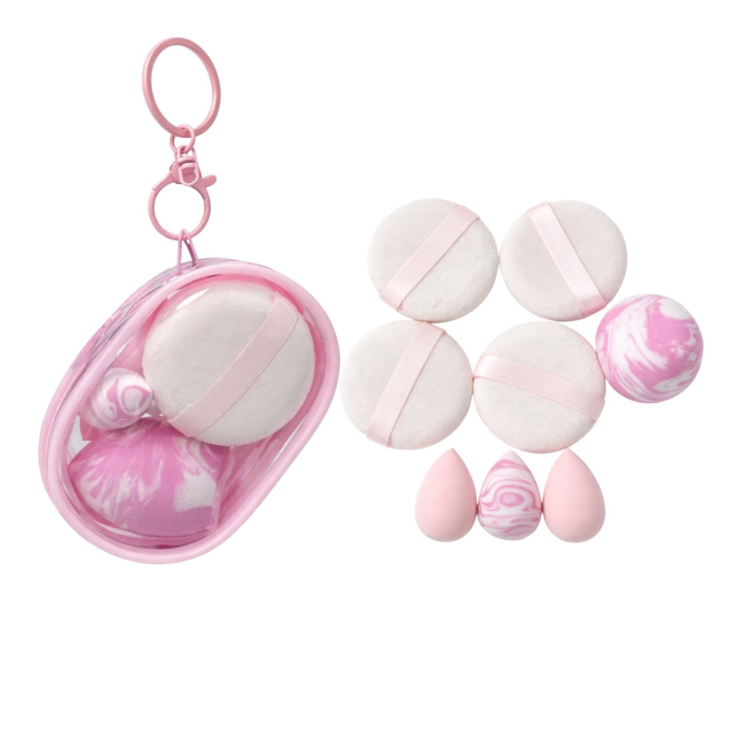 CARTUCHERA CON BORLAS Y BEAUTY BLENDER