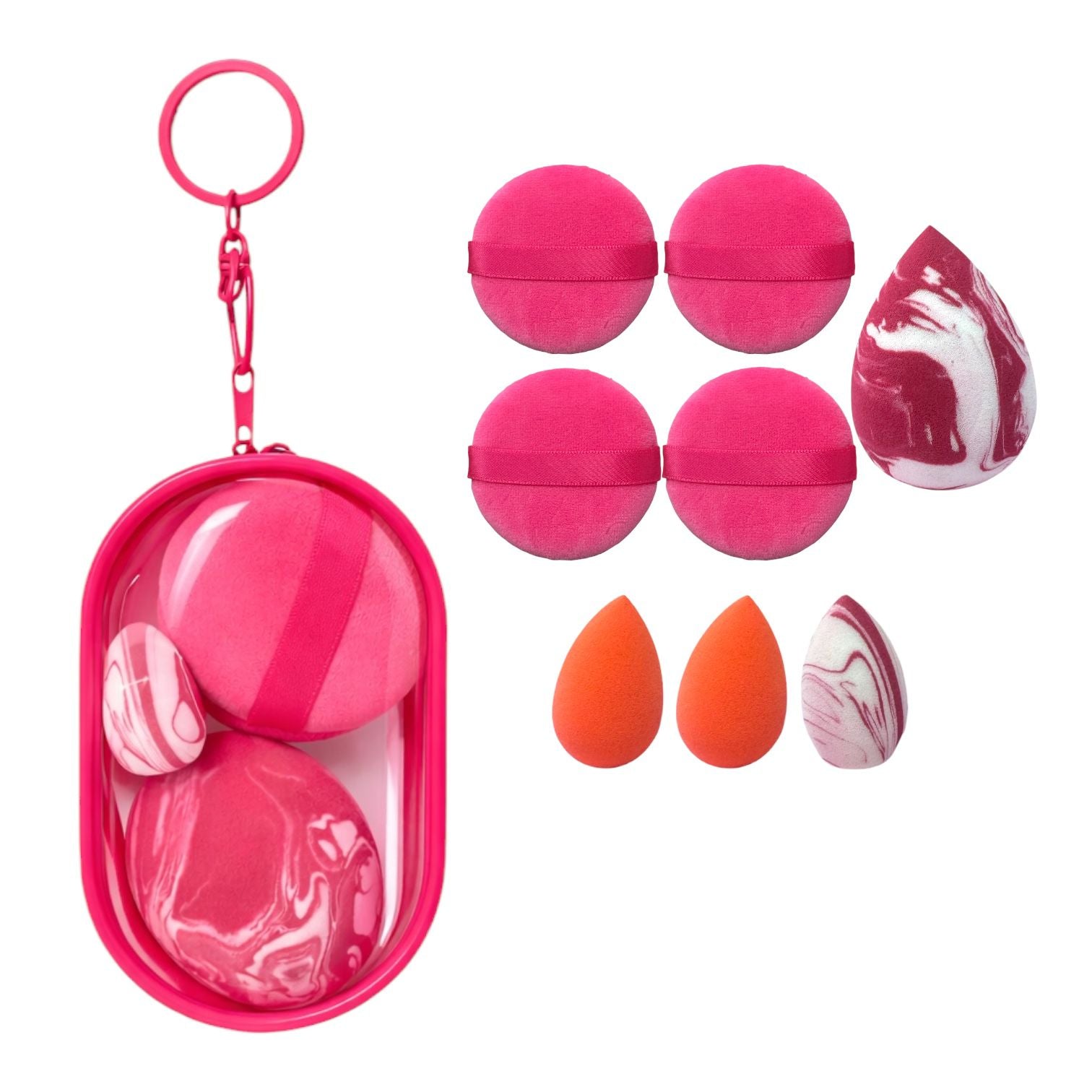 CARTUCHERA CON BORLAS Y BEAUTY BLENDER