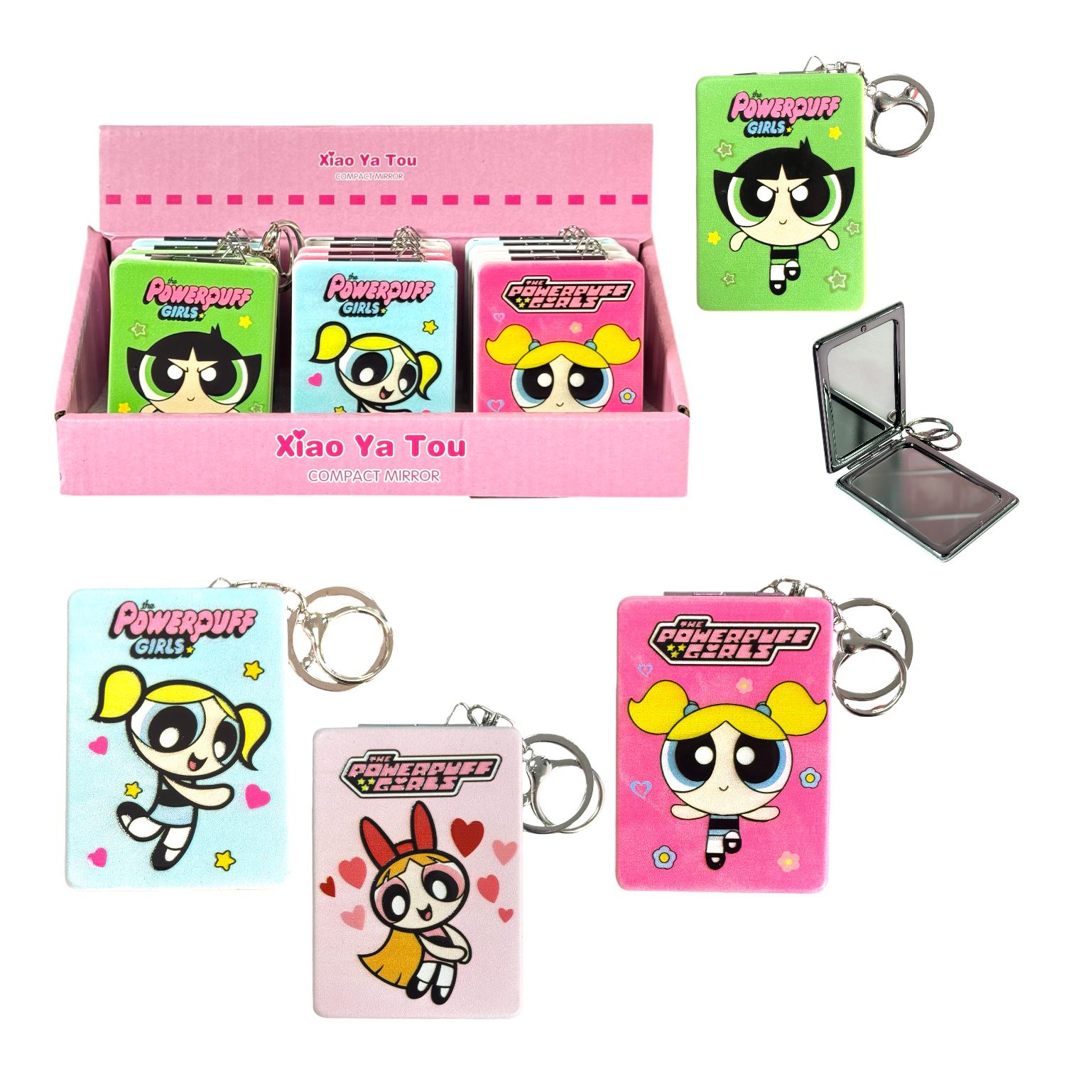 ESPEJO RECTANGULAR DOBLE AUMENTO LLAVERO CHICAS SUPER PODEROSAS