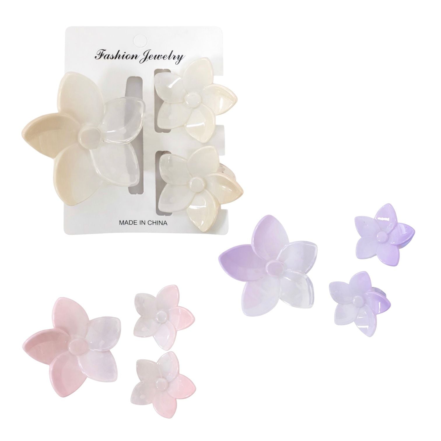 CARTON CAIMAN MEDIANO FLOR 5 PETALOS Y 2 MINI CAIMAN FLOR COLORES TRANSPARENTES