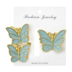 CARTON CAIMAN MEDIANO Y 2 MINI CAIMAN METALICO MARIPOSA BORDE DORADO FASHION JEWELRY