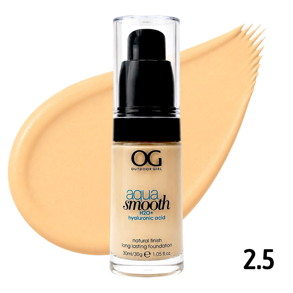 BASE LIQUIDA AQUA SMOOTH H2O+HYALURONIC ACID TONO 2.5 30ML OUTDOOR GIRL