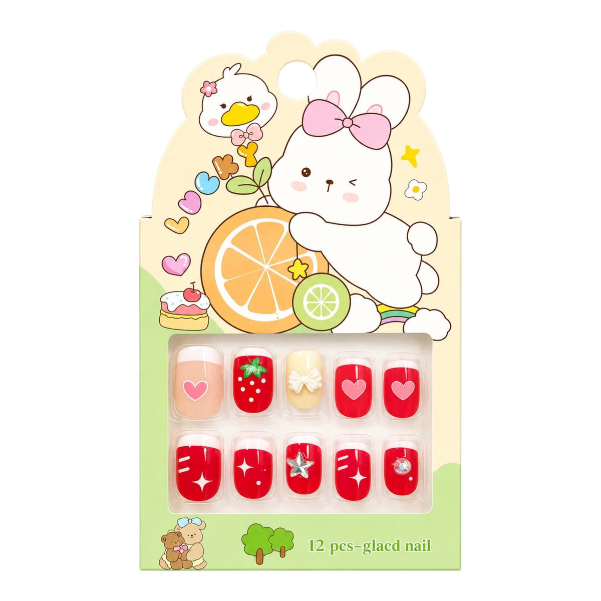 SET X12 UÑAS CON PINES NIÑAS ANIMALITOS