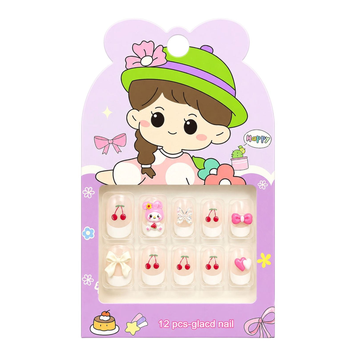 SET X12 UÑAS CON PINES NIÑAS ANIMALITOS