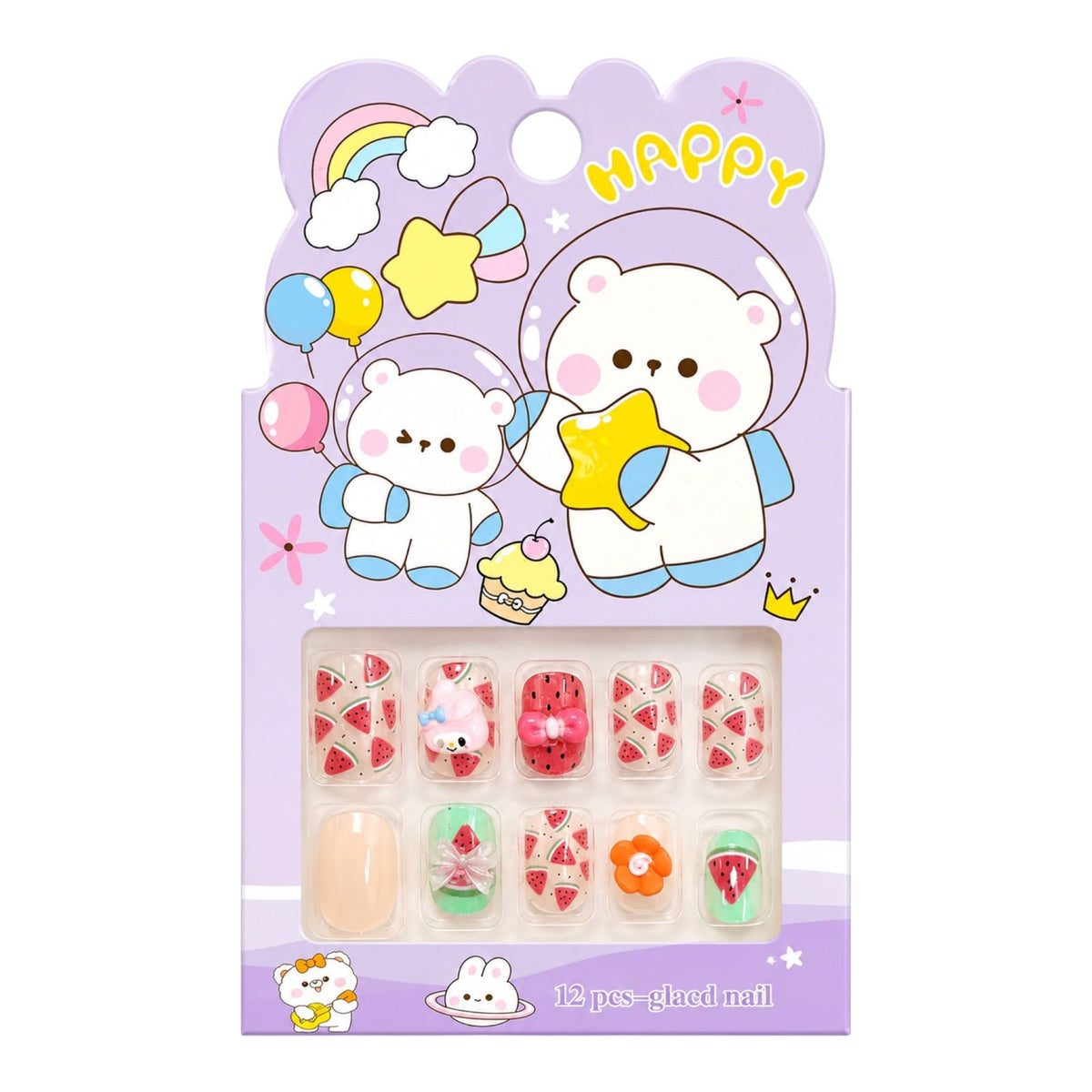 SET X12 UÑAS CON PINES NIÑAS ANIMALITOS