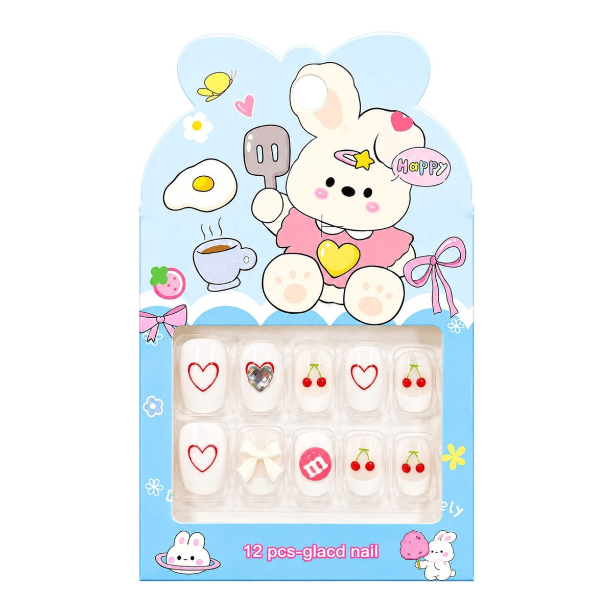 SET X12 UÑAS CON PINES NIÑAS ANIMALITOS