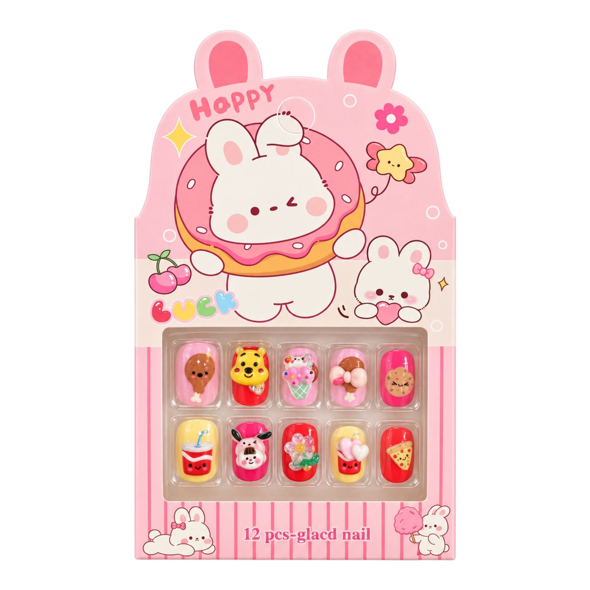 SET X12 UÑAS CON PINES NIÑAS ANIMALITOS