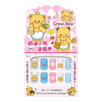 SET X12 UÑAS CREAM BEAR OSITOS