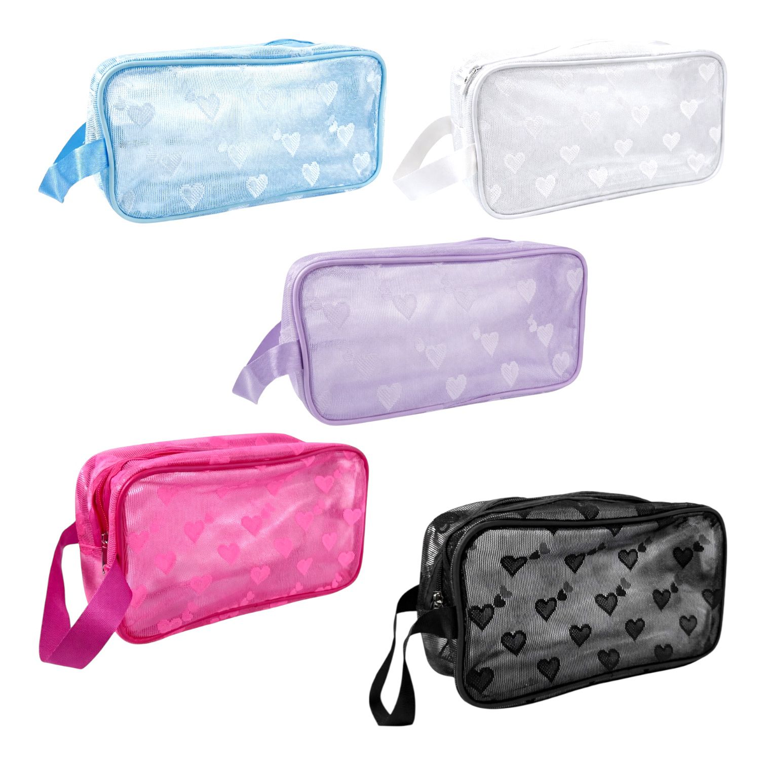 COSMETIQUERA MEDIANA MALLA CORAZONCITOS