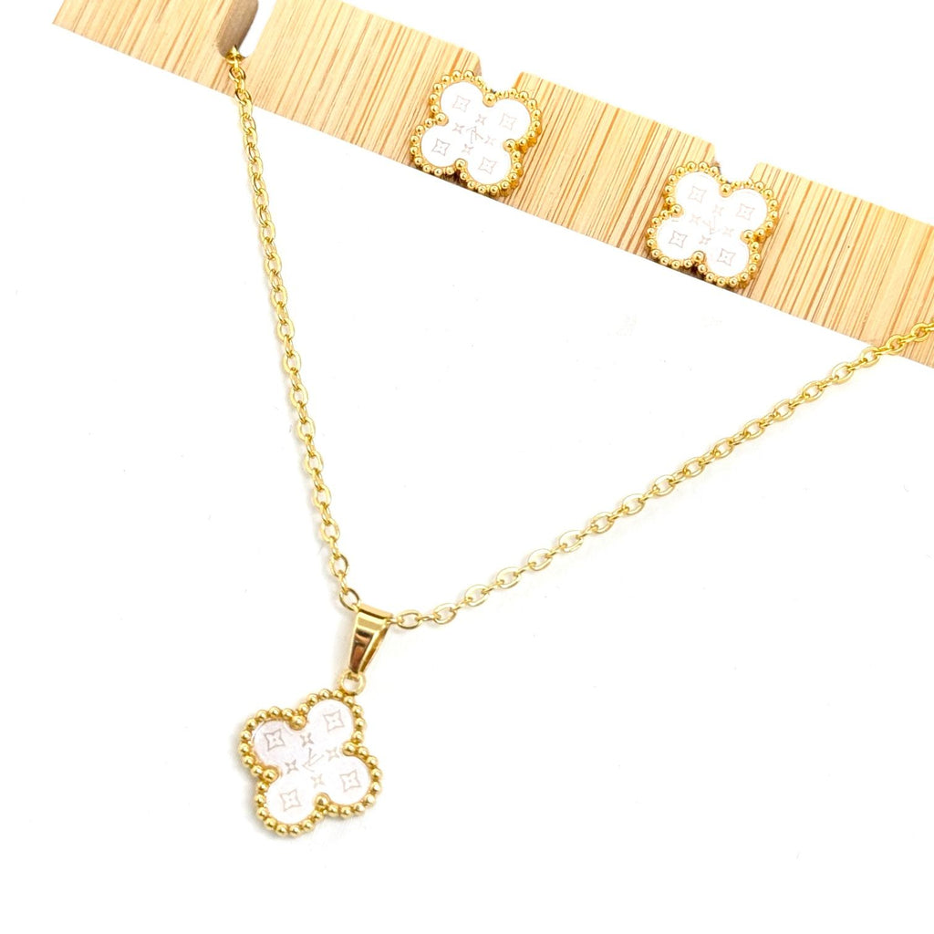 JUEGO ARETES Y COLLAR 1 TREBOL VAN CLEEF
