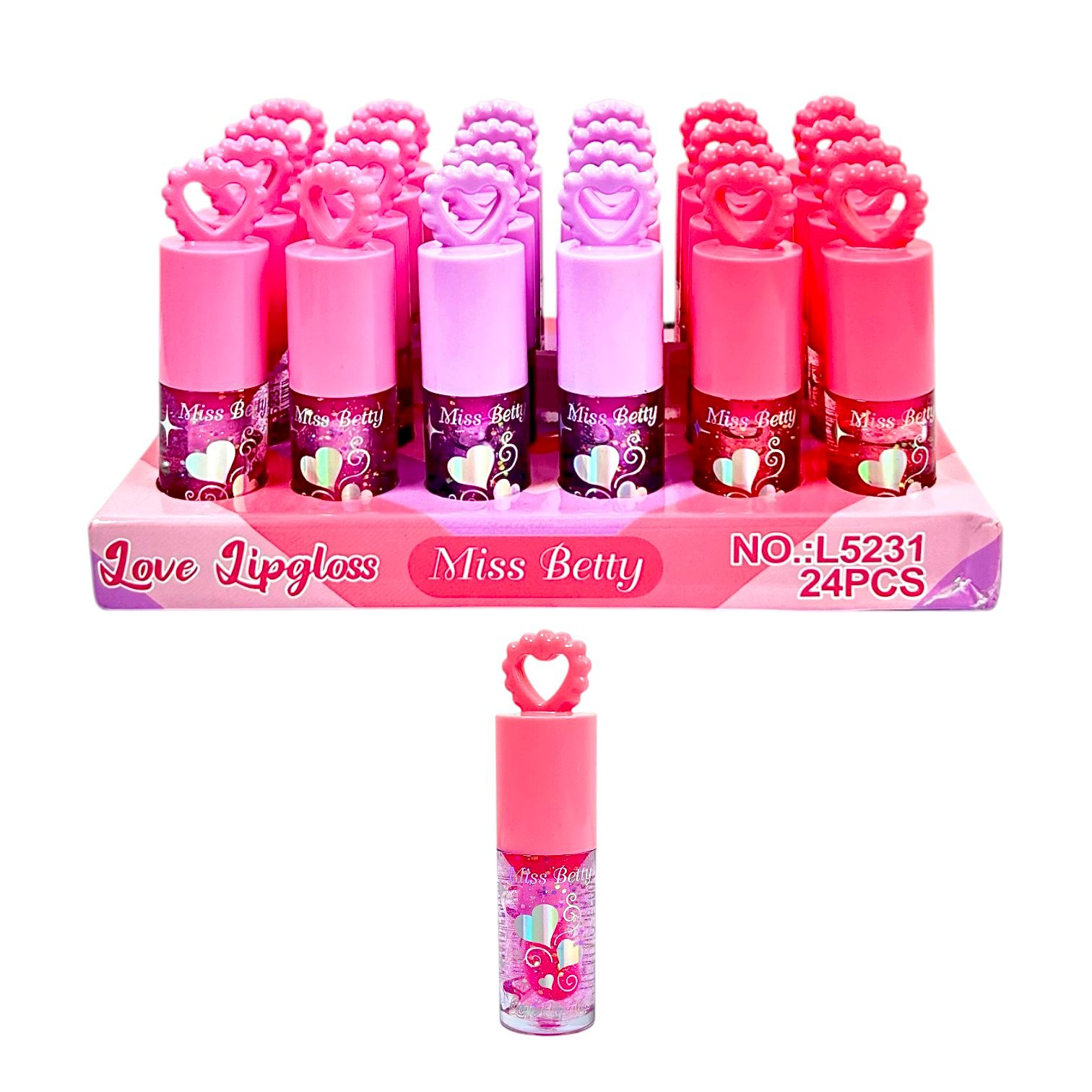 BRILLO MAGICO GLITTER LOVE APLICADOR GRANDE TAPA CORAZON MISS BETTY