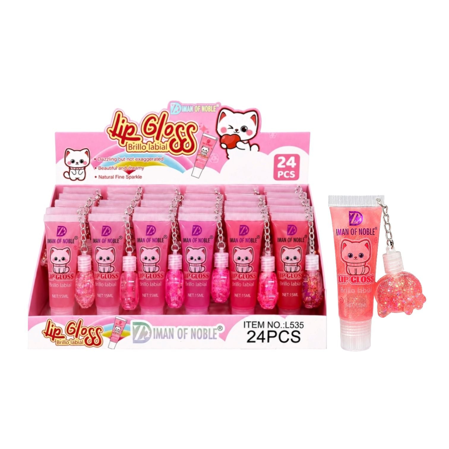 BRILLO GLOSS GATICO CON LLAVERO 15ML IMAN OF NOBLE