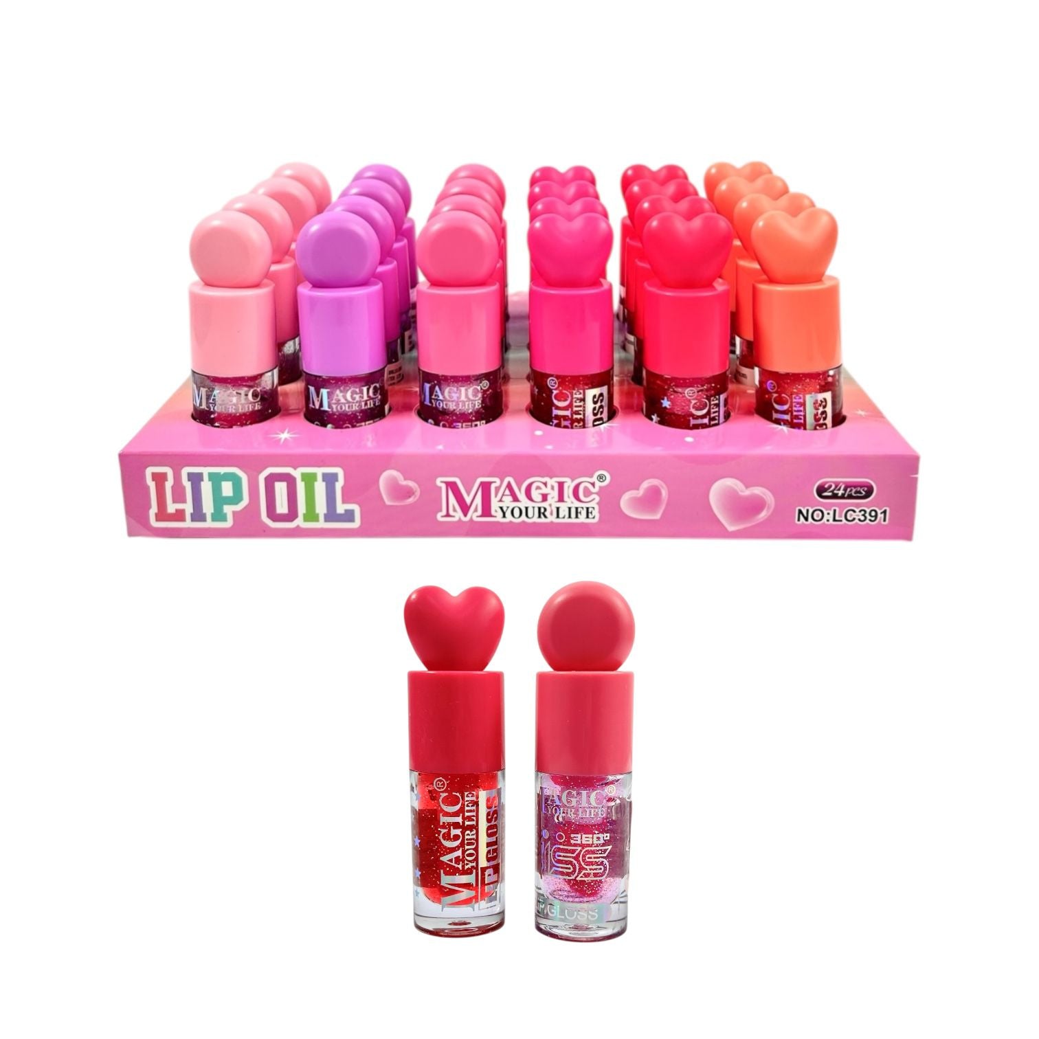 BRILLO MAGICO ESCARCHADO KISS 360 / ESTRELLITAS TAPA CORAZON / TAPA BOLITA MAGIC YOUR LIFE