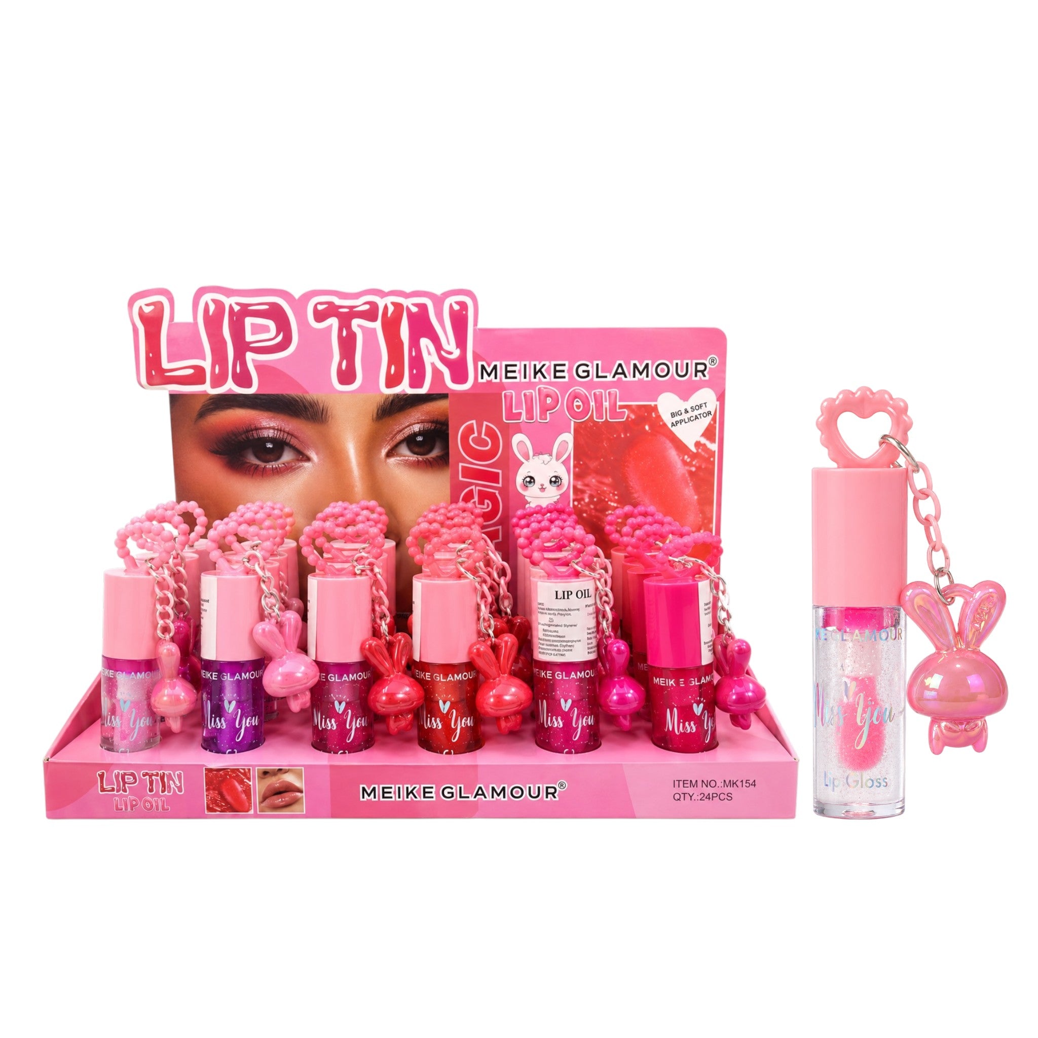 TINTA DE LABIOS LLAVERO CONEJITO MISS YOU MEIKE GLAMOUR
