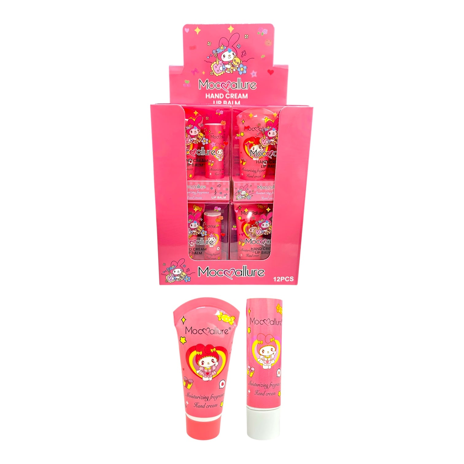 KIT CREMA DE MANOS Y LIP BALM HELLO KITTY KUROMI MY MELODY MOCALLURE