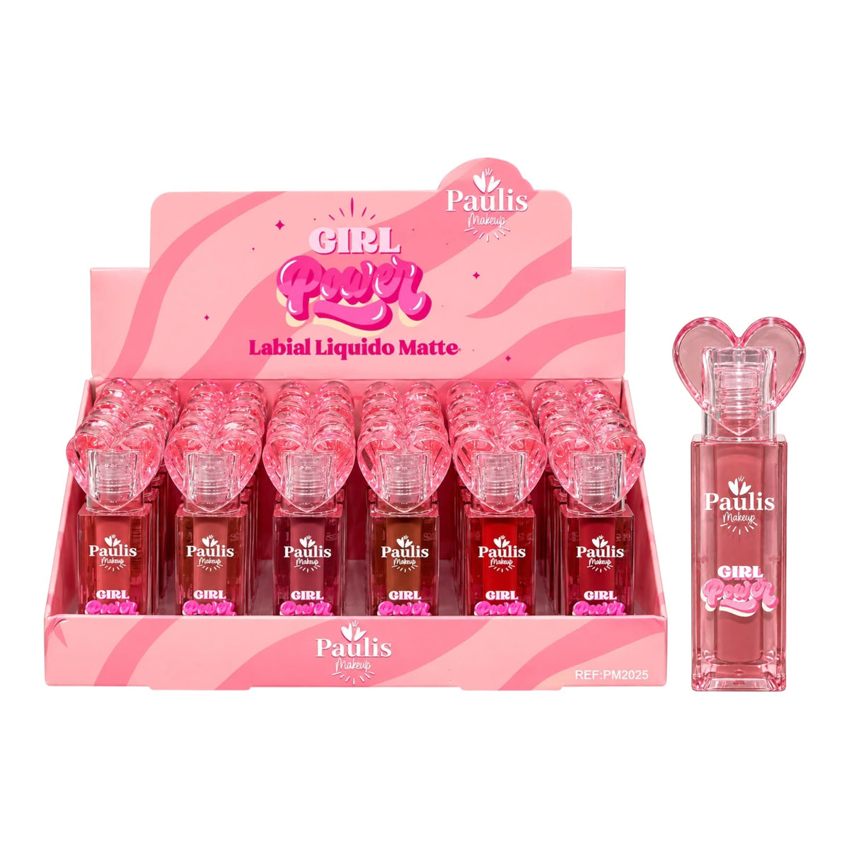 LABIAL LIQUIDO MATTE GIRL POWER 4ML TAPA CORAZON PAULIS