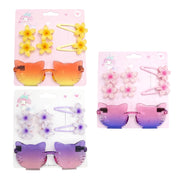 CARTON MY MELODY GAFAS HELLO KITTY 2 PINZAS Y 4 MOÑITAS FLOR HAWAI